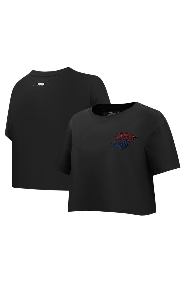 PRO STANDARD Women's Pro Standard Black Oklahoma City Thunder Jewels Boxy Cropped T-Shirt, Alternate, color, 