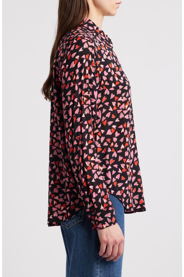 Josephine Heart Print Button-Up Shirt, Alternate, color, LOVE STRUCK
