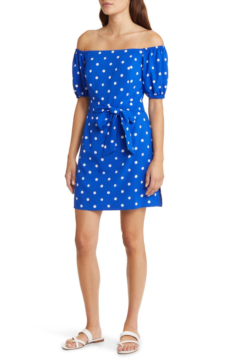 Lilly Pulitzer<sup>®</sup> Jada Polka Dot Off the Shoulder Romper, Main, color, 