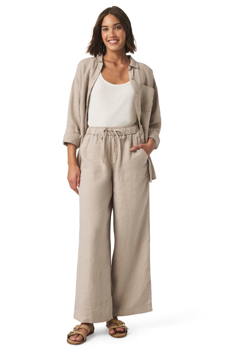 Stella Linen Drawstring Pants, Alternate, color, FAWN