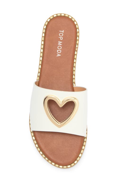 Top Guy Shoes Teresa Slide Sandal In White Pu
