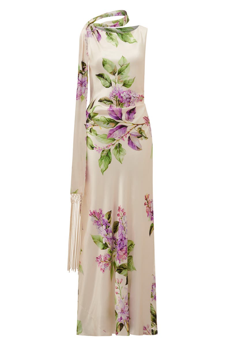 Ever New Ariane Floral Tassel Scarf Satin Maxi Dress, Alternate, color, Hillcroft Floral