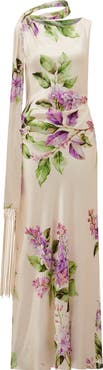 Ever New Ariane Floral Tassel Scarf Satin Maxi Dress