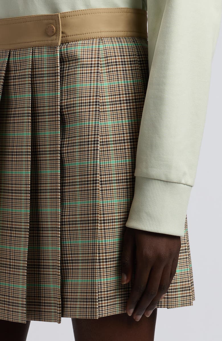 Moncler Plaid Wrap Skirt, Alternate, color, Light Brown