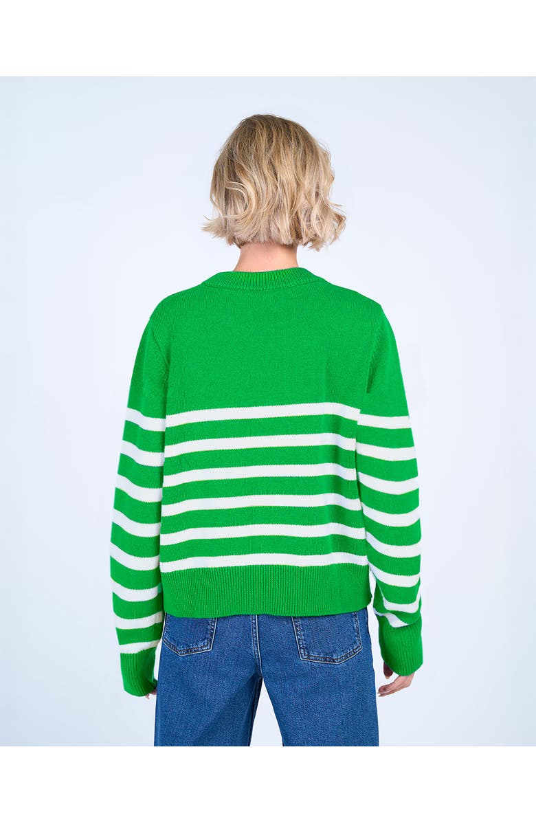 Kettlewell Long Sleeve Boxy Stripe Crew Sweater, Alternate, color, Green & Soft White