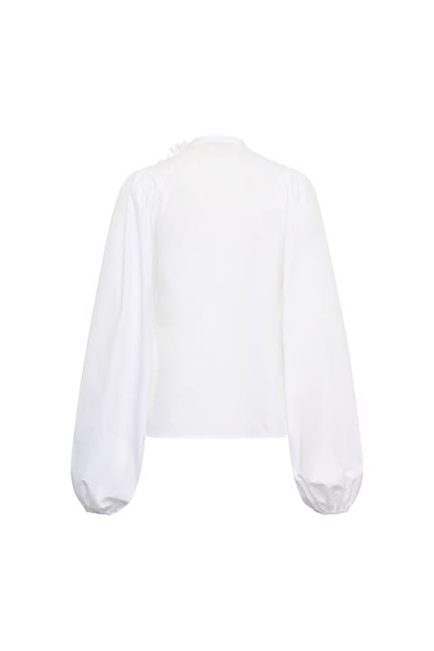 Cotton Poplin Blouse With Flower Pin