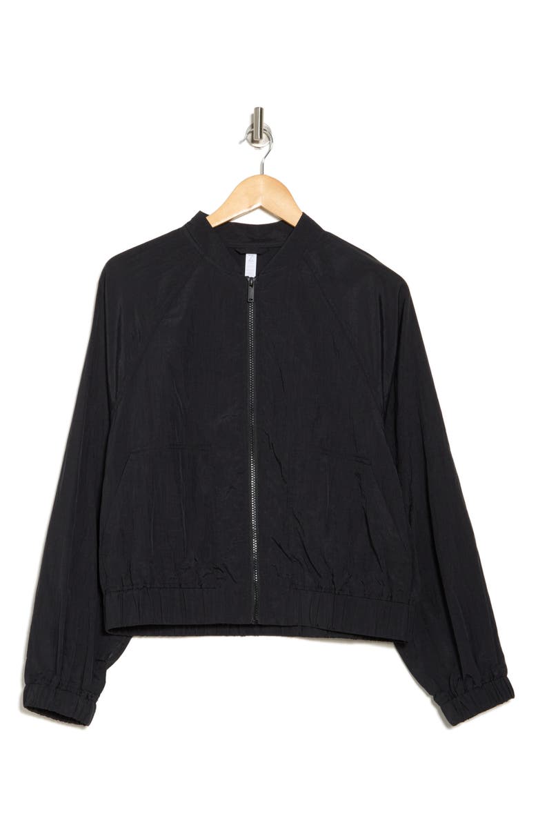 Z by Zella Kinetic Nylon Bomber Jacket, Alternate, color, Black