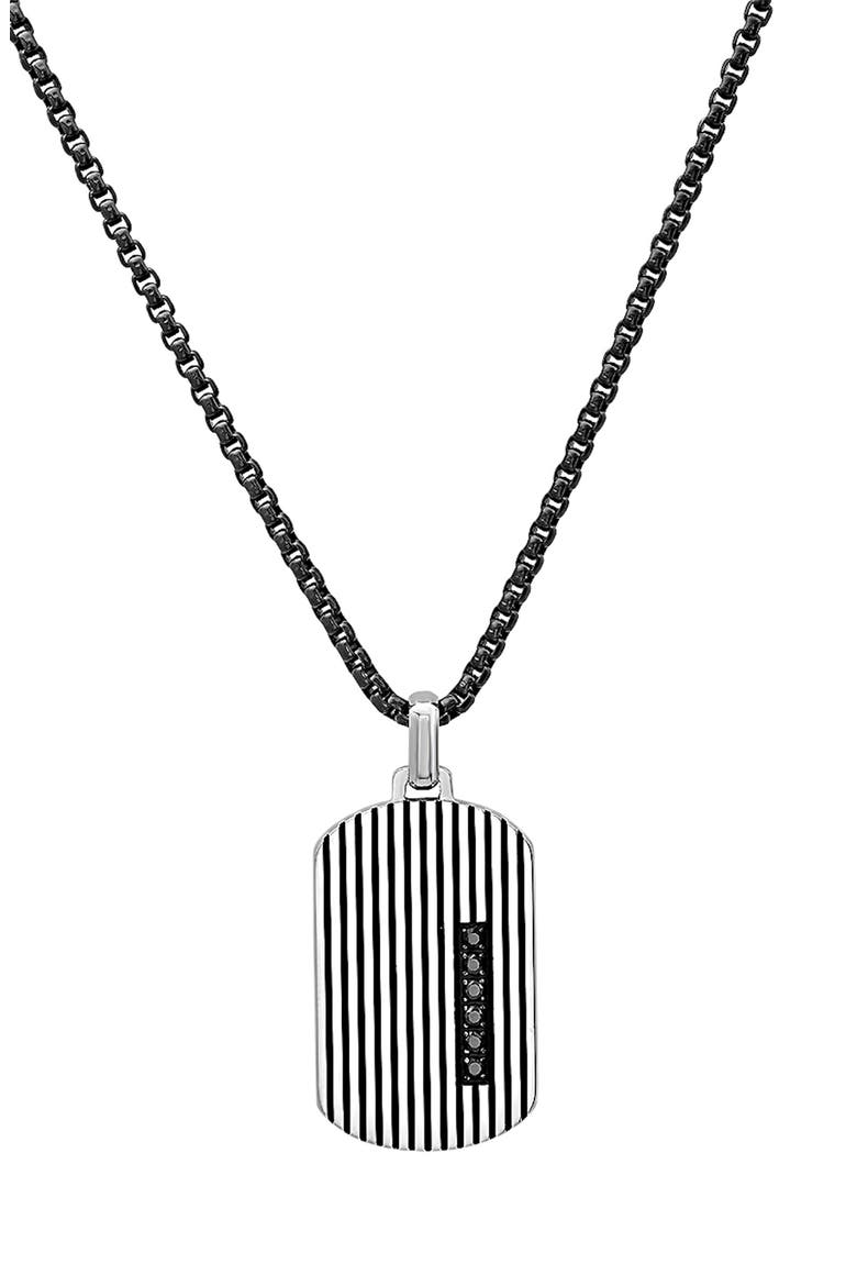 Men's Two-Tone Dog Tag Pendant Necklace, Main, color, SILVER/ BLACK