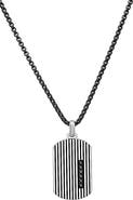 HMY JEWELRY Men's Two-Tone Dog Tag Pendant Necklace