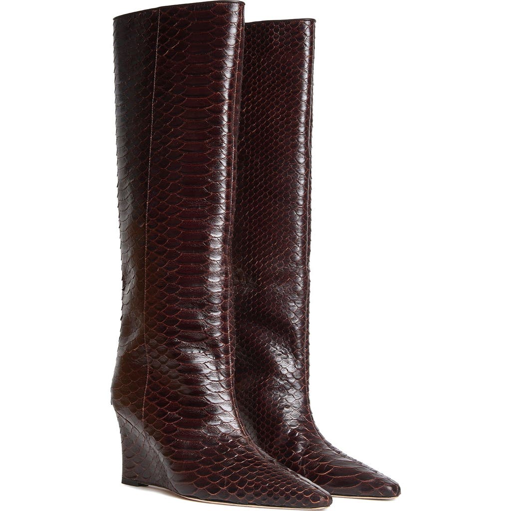 Cynthia Rowley Embossed Leather Wedge Boot In Brown