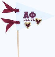 Color Shout Alpha Phi Heart Stud Enamel Earrings on Sorority Pennant Flag