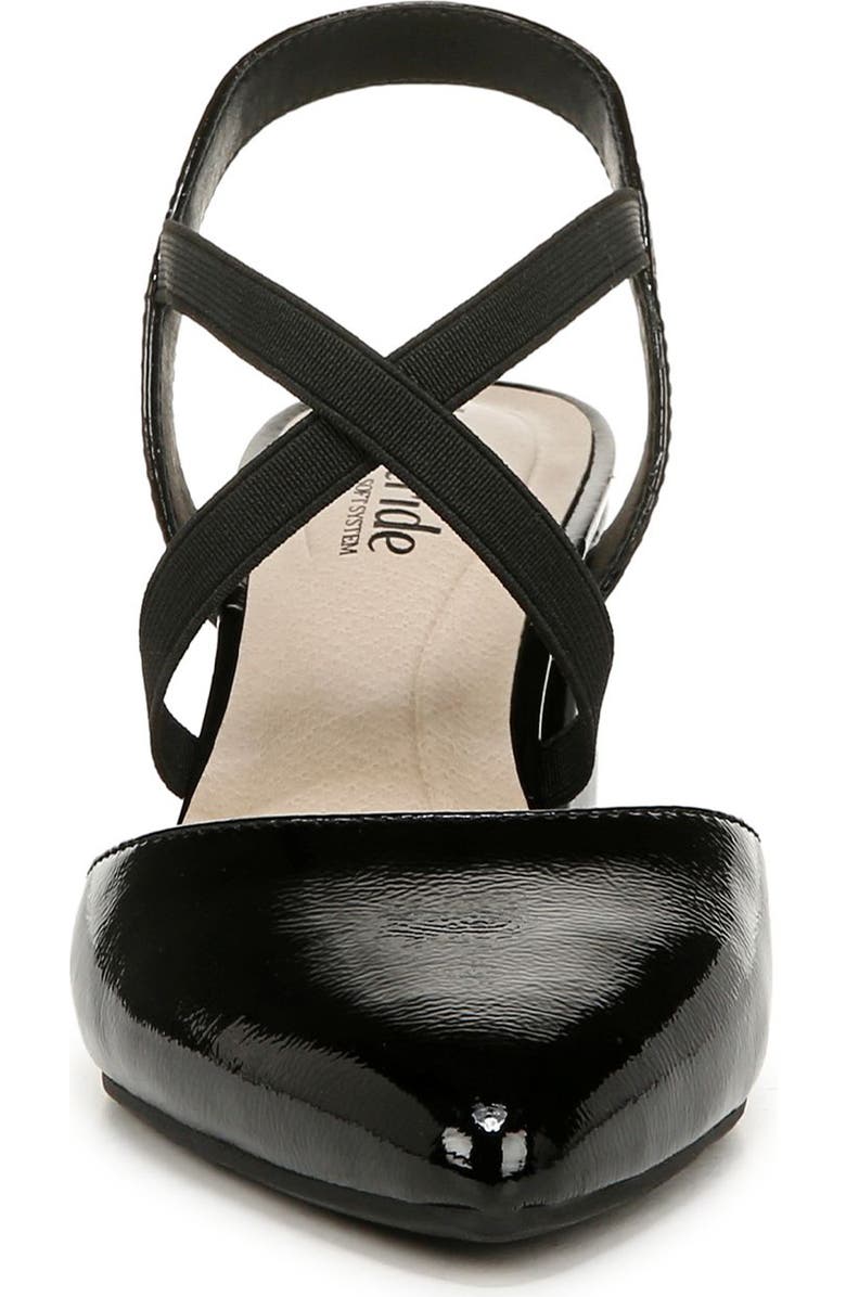 LifeStride April Slingback Pointed Toe Pump, Alternate, color, Black Shine
