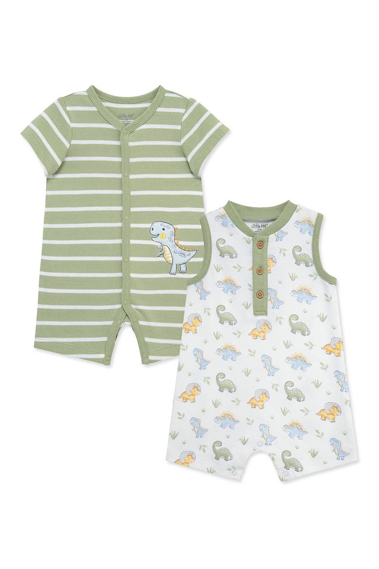 2-Pack Sleeveless Cotton Rompers, Main, color, GREEN