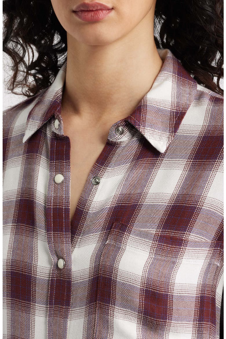 Malin Windowpane Plaid Snap-Up Shirt, Alternate, color, COBALT BURGUNDY