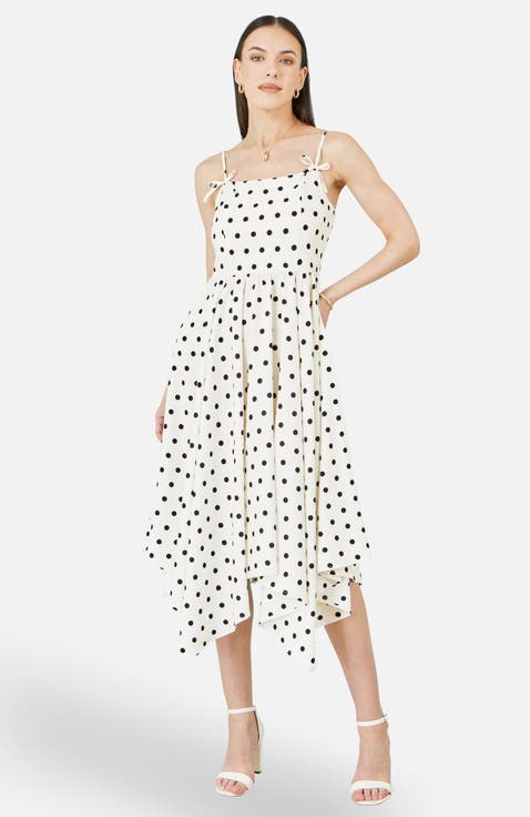 Square Neck Hankerchief Hem Dress