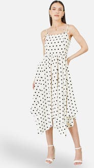 Yumi Square Neck Hankerchief Hem Dress