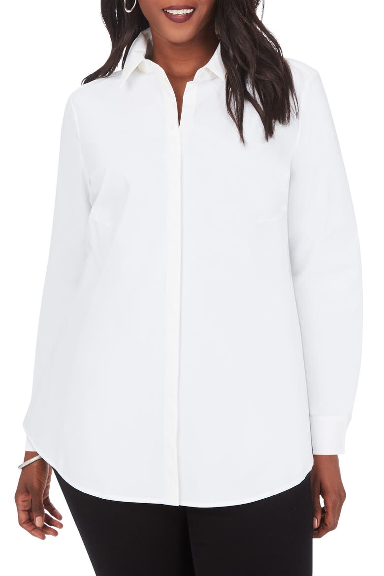 Cici Stretch Tunic Shirt, Main, color, WHITE