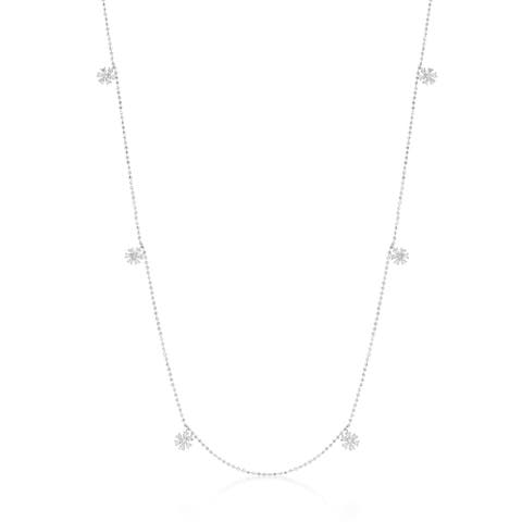 14K White Gold 0.29cttw Diamond Flower Garden Station Necklace