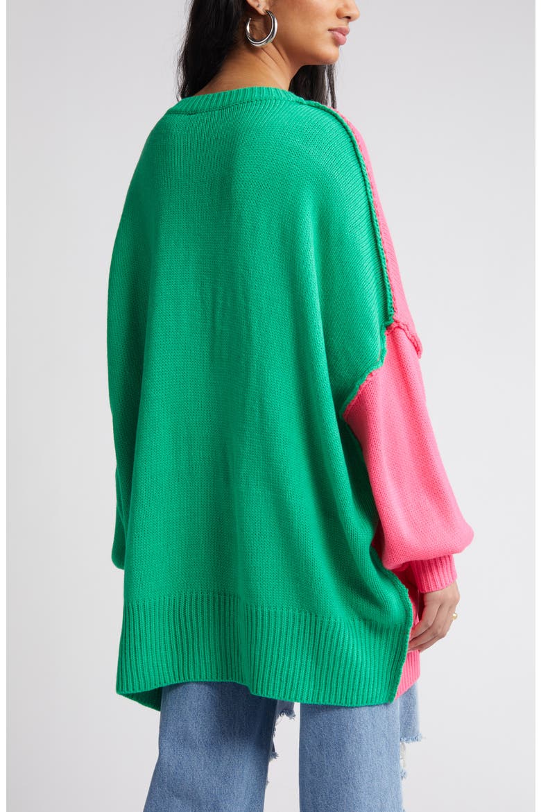 Yin & Yang Oversize Sweater, Alternate, color, PINK GREEN
