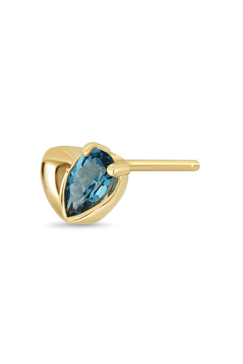 14K Gold London Blue Topaz Heart Stud Earrings, Alternate, color, 14KY
