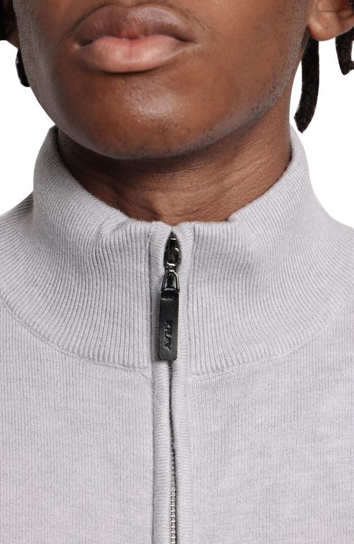 X-ray Xray Mock Neck Full Zip Sweater In Light Heather Grey