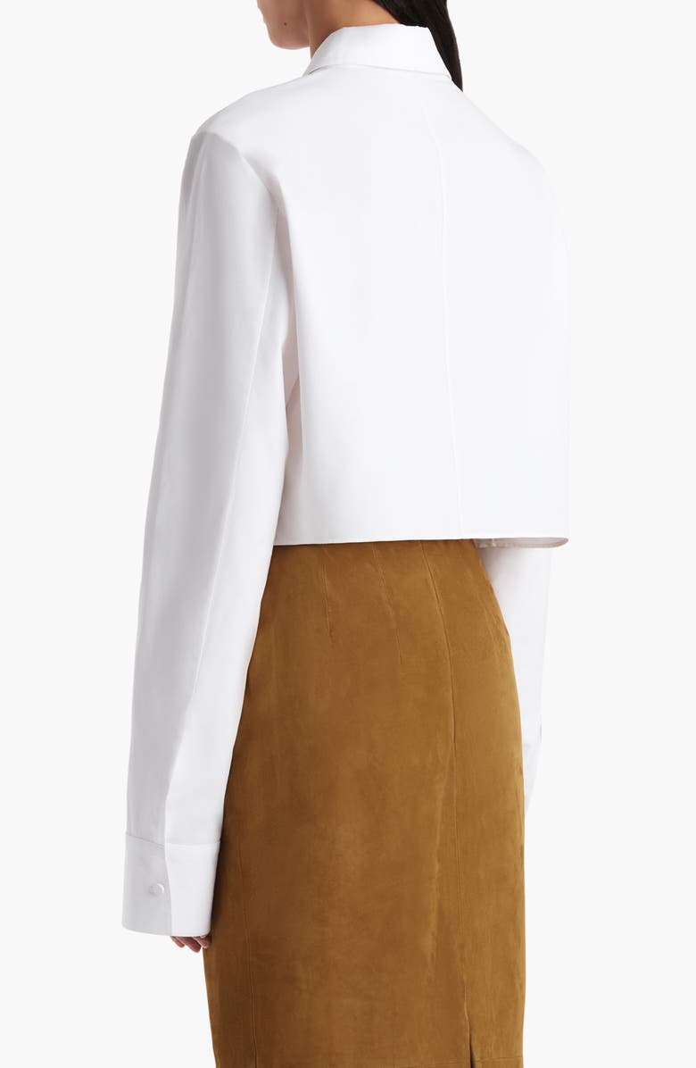 Khaite Jasen Crop Button-Up Shirt, Alternate, color, Chalk