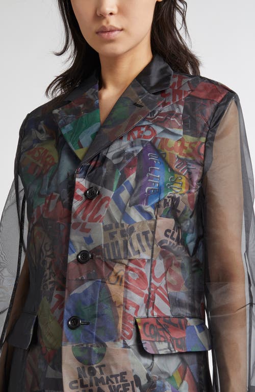 COMME DES GARÇONS COMME DES GARÇONS PAPER PRINT 6 NYLON ORGANZA BLAZER