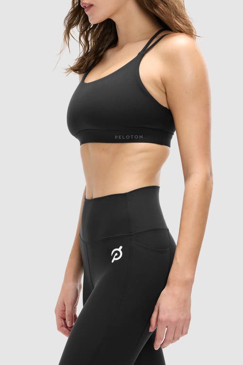 Shop Peloton Cadent Strappy Y Back Bra In Jet Black