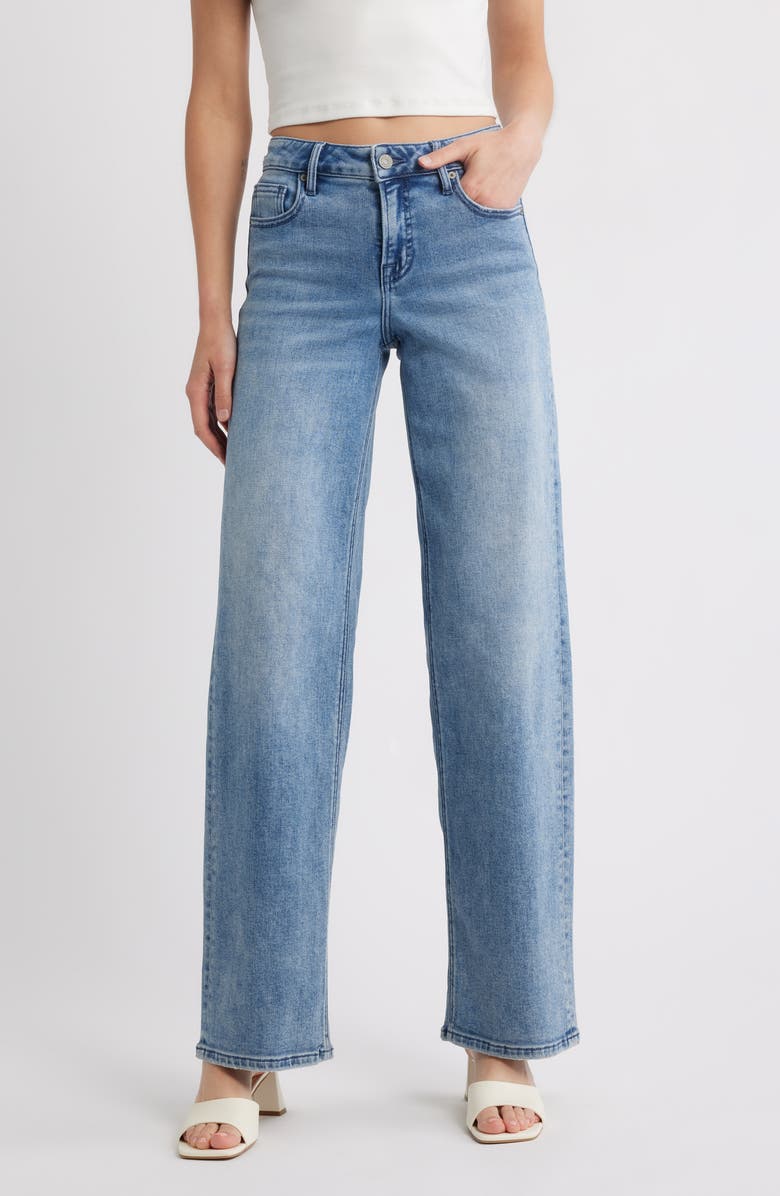 HIDDEN JEANS Mid Rise Dad Jeans, Main, color, Med.wash