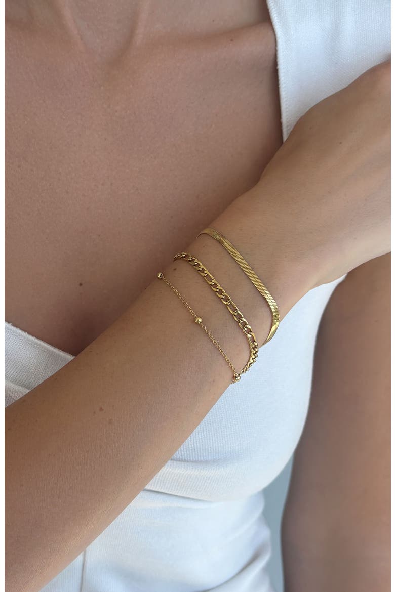 Set of 3 Assorted Chain Bracelets, Alternate, color, GOLD