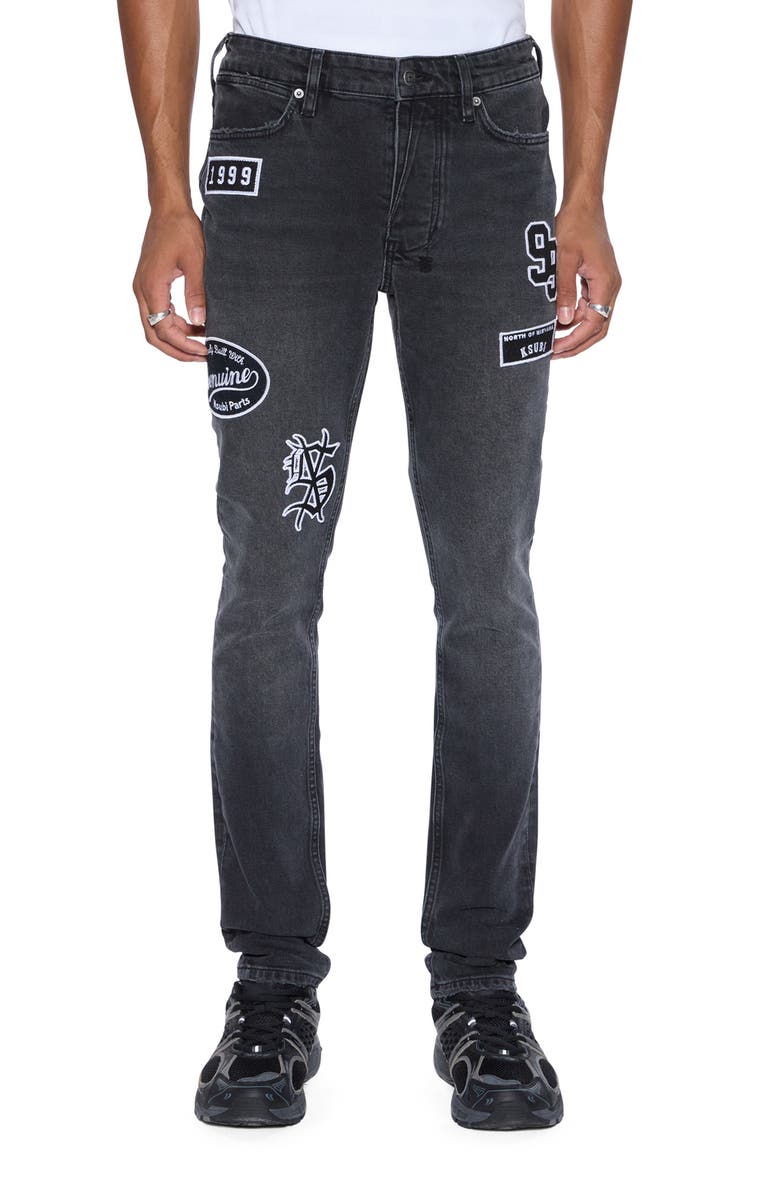Ksubi Van Winkle Patch Skinny Jeans, Main, color, Black