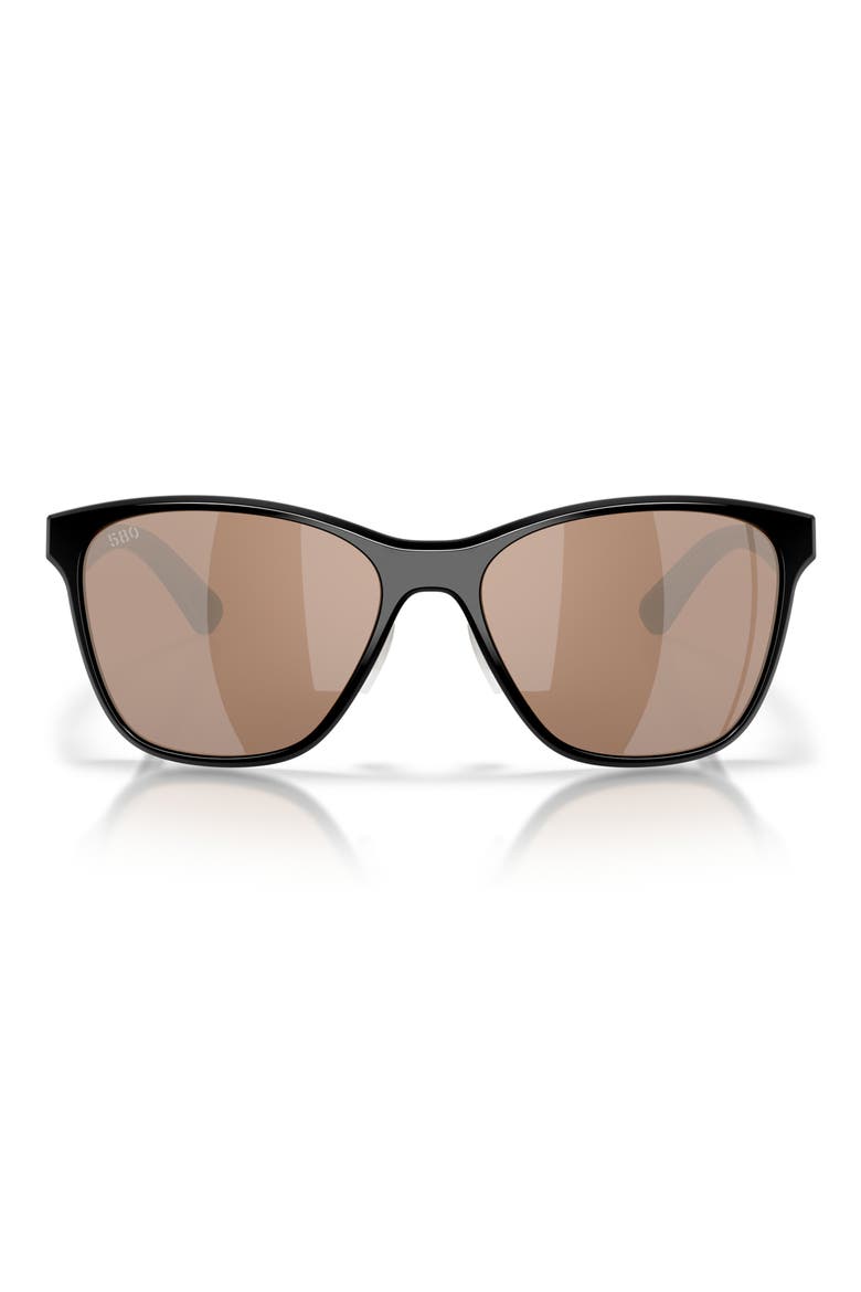 Luna Nueva 57mm Polarized Butterfly Sunglasses, Main, color, BLACK / COPPER SILVER 580G