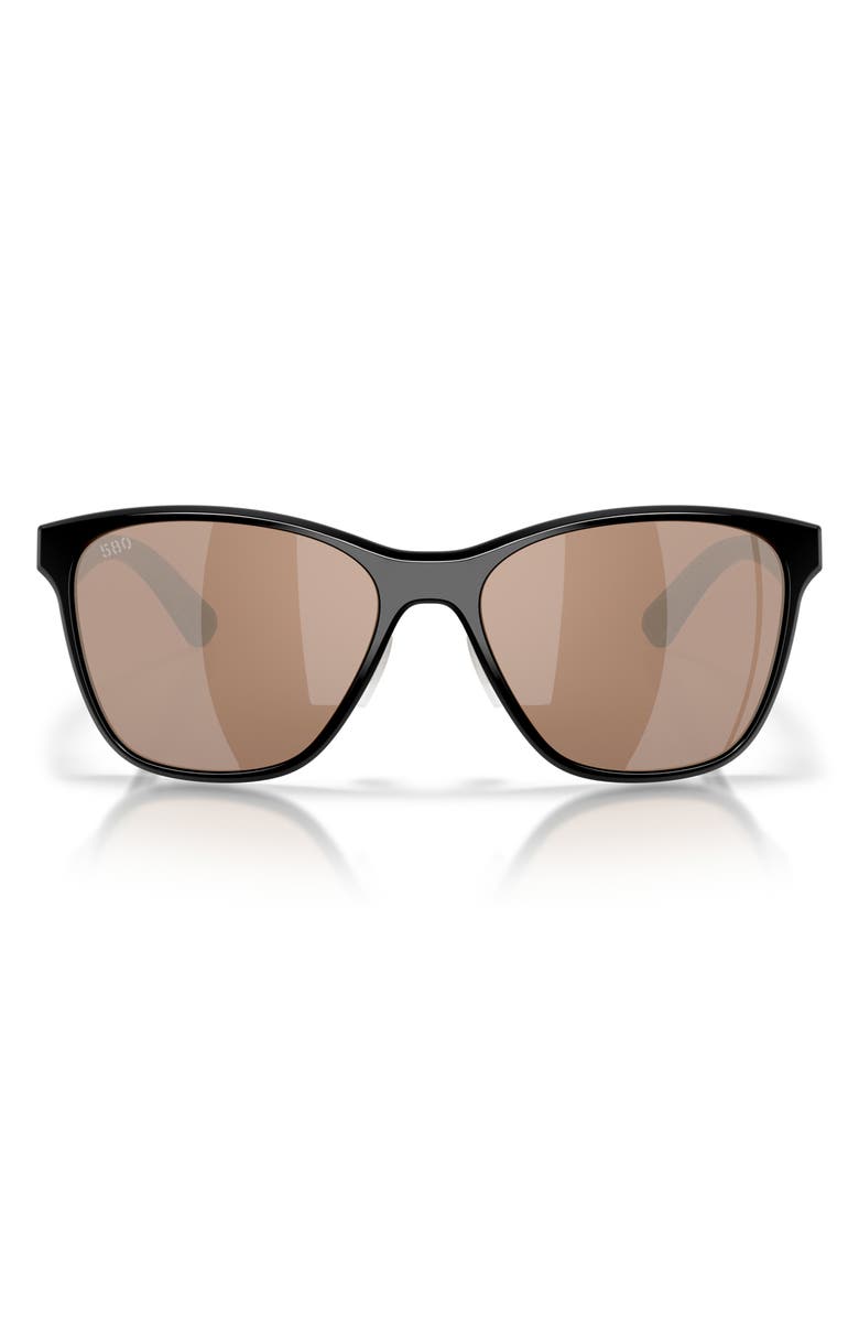 Costa Del Mar Luna Nueva 57mm Polarized Butterfly Sunglasses, Main, color, Black / Copper Silver 580G
