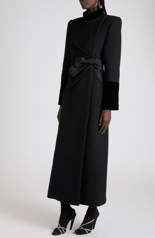 Valentino Compact Drape Virgin Wool & Cashmere Coat In Black