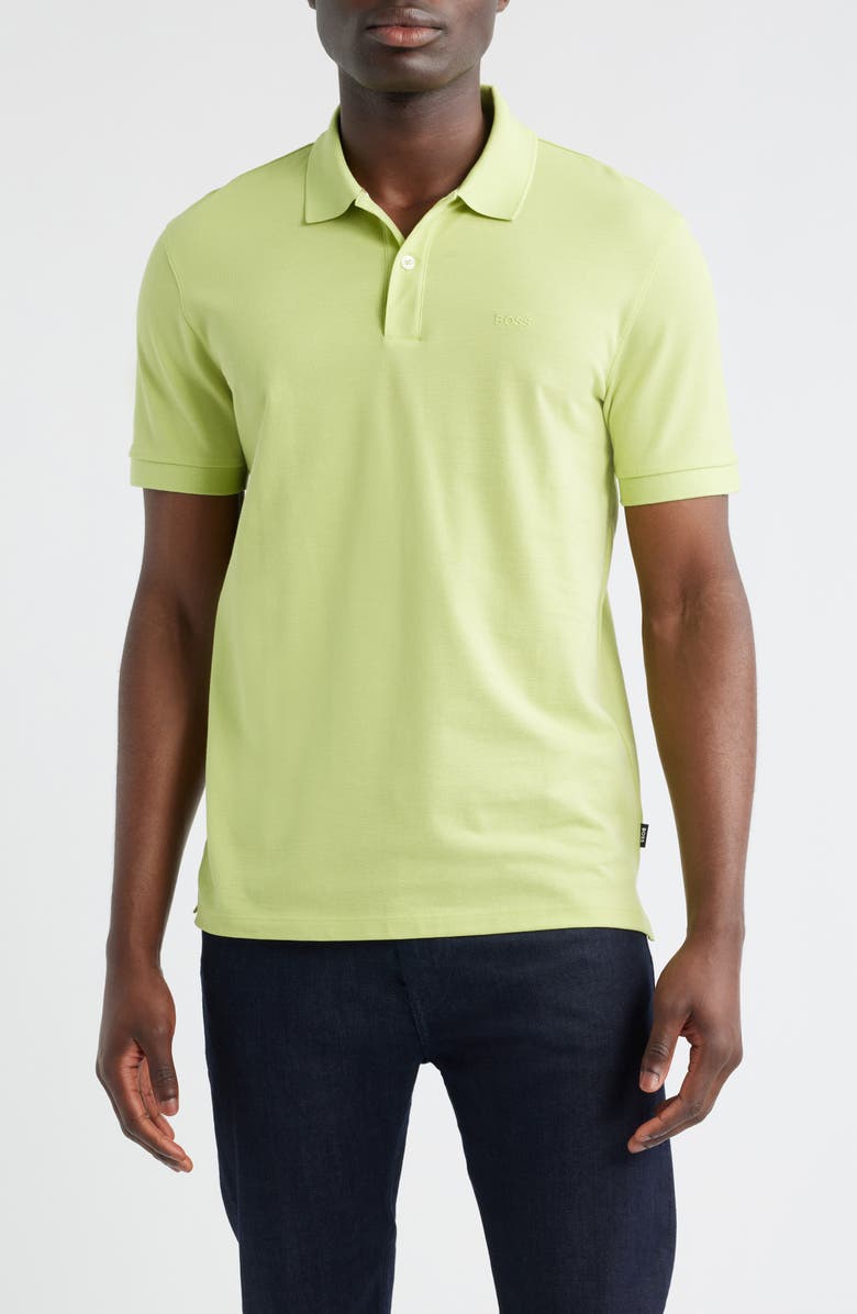 BOSS Pallas Cotton Polo, Main, color, Light Green