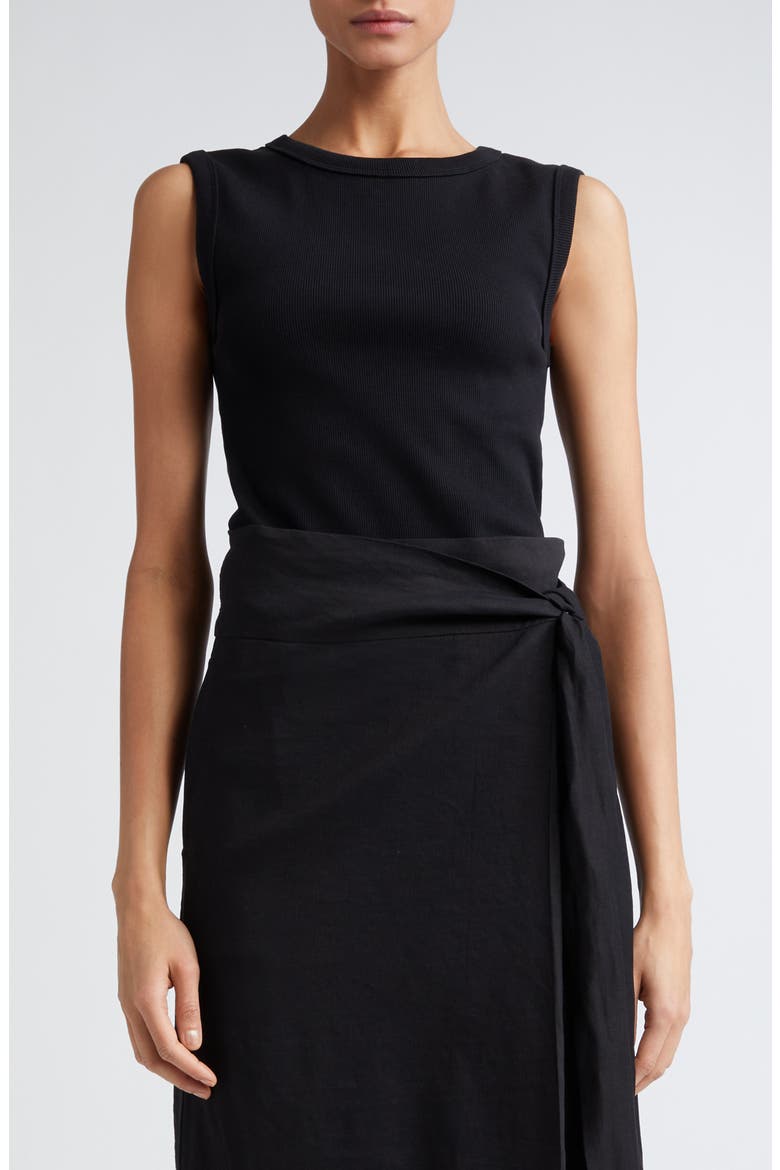Stretch Organic Cotton Rib Top, Main, color, NOIR