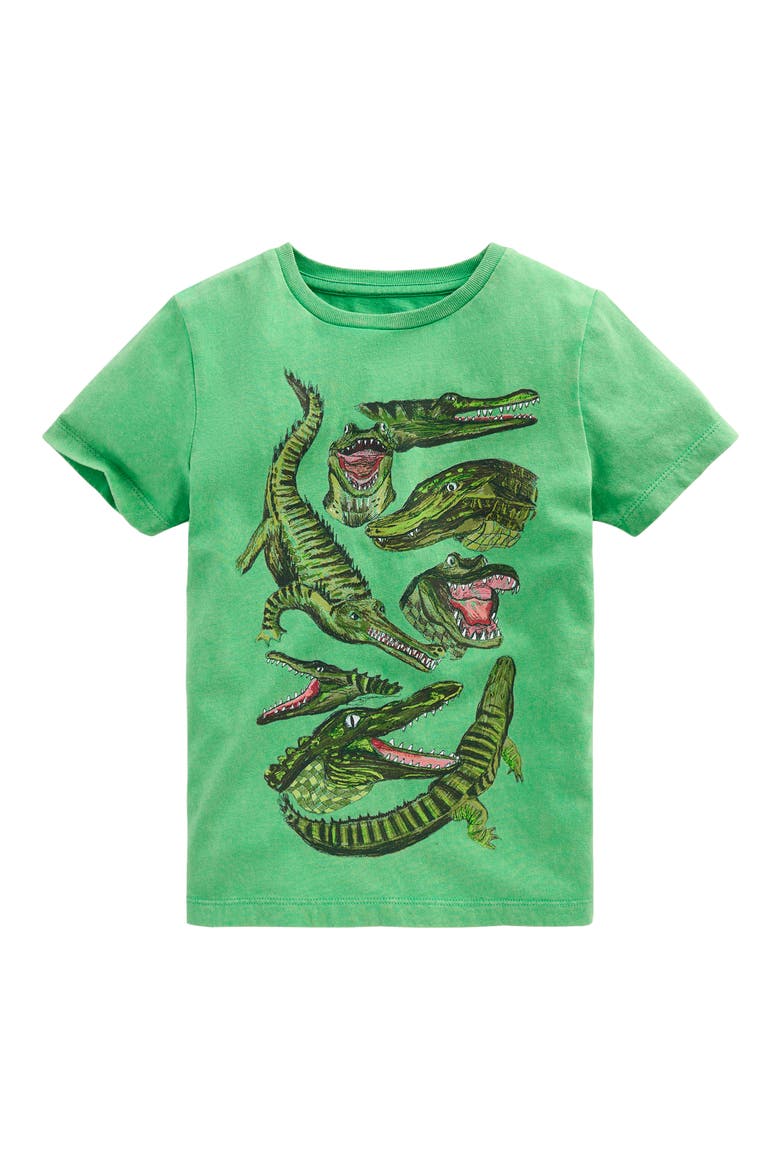 Kids' Educational Alligator Graphic Cotton T-Shirt, Main, color, ALOE GREEN CROCS
