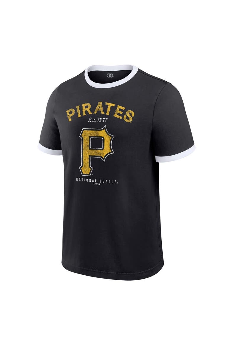 Men's Darius Rucker Collection by Fanatics  Black Pittsburgh Pirates Washed Ringer T-Shirt, Alternate, color, Black