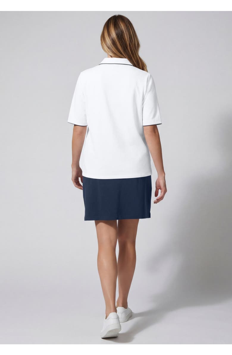Jessica London Stretch Cotton Polo Tee, Alternate, color, White Navy