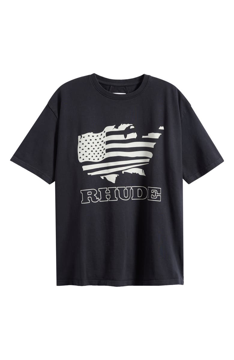 Rhude Banner Graphic T-Shirt, Main, color, Vintage Black / White
