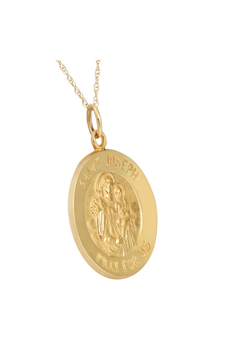 Bliss Diamond 14k Gold St. Joseph Medal Pendant .5" Tall 2.5 Grams, Alternate, color,