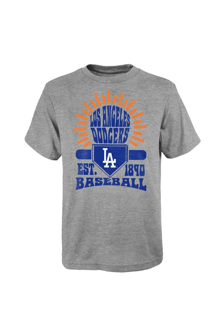 Youth Gray Los Angeles Dodgers Sun Burst T-Shirt, Main, color, Gray