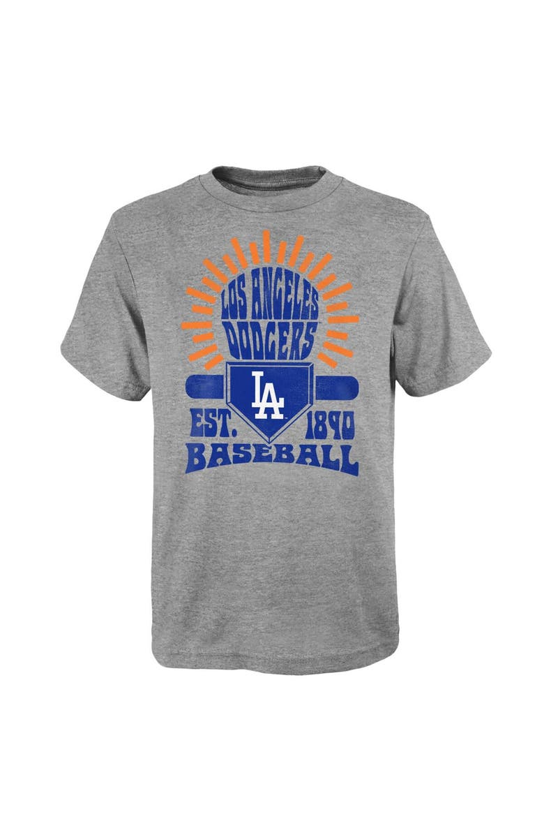 Outerstuff Youth Gray Los Angeles Dodgers Sun Burst T-Shirt, Main, color, 
