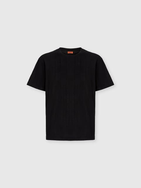 Crew Neck T-shirt In Cotton-viscose Raschel