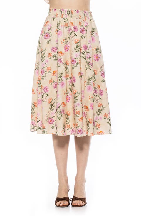 Kliene Floral Smocked A-Line Skirt