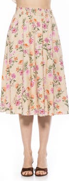 Alexia Admor Kliene Floral Smocked A-Line Skirt