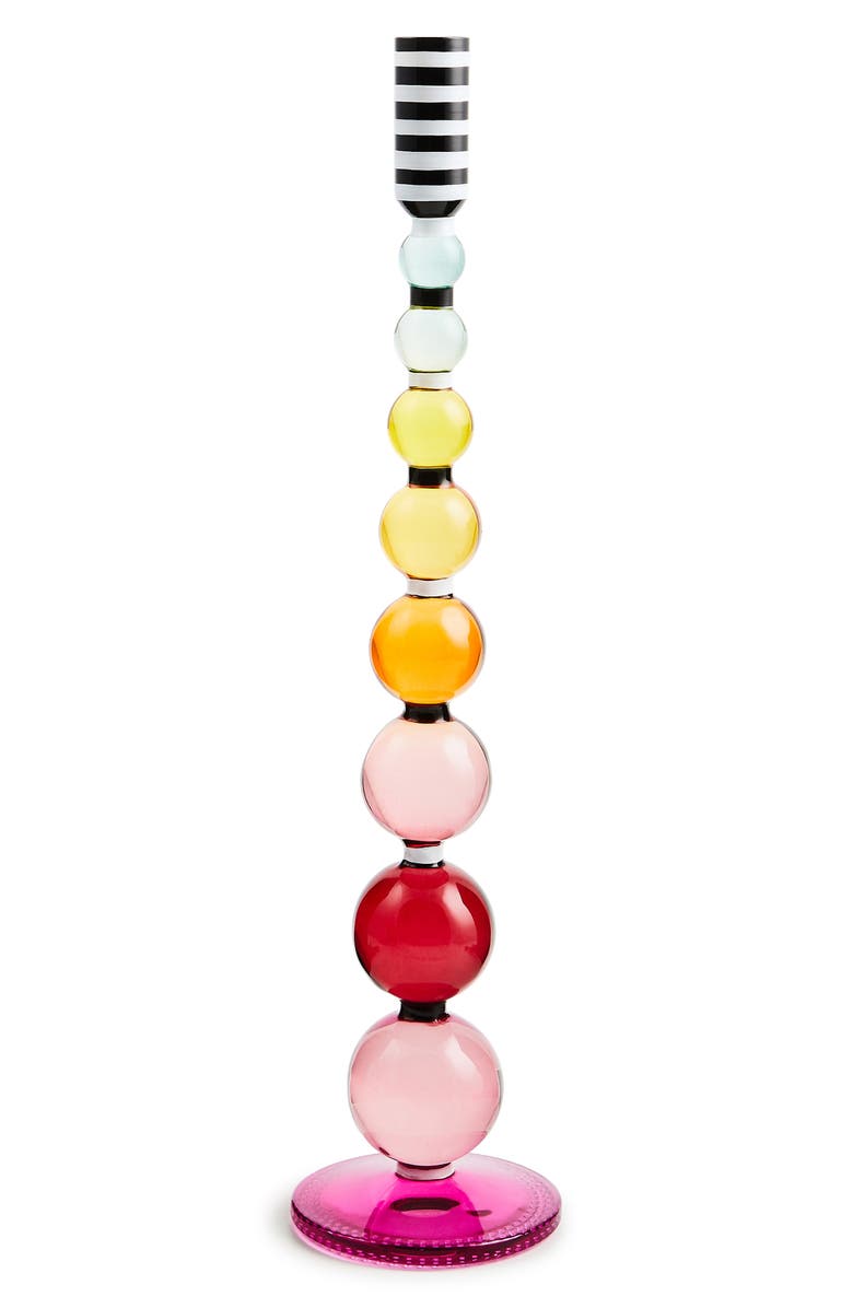 MACKENZIE CHILDS Fairy Tale Glass Candleholder, Main, color, Pink/ Black Multi