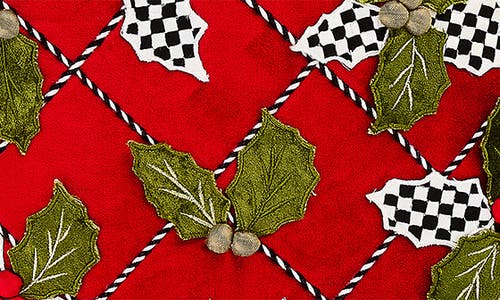 Mackenzie-childs Mackenzie Childs Holly Lattice Throw Pillow In Red