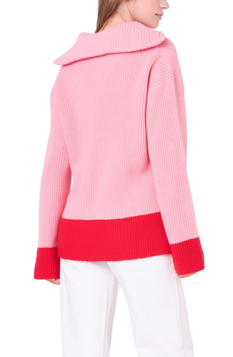 English Factory Contrast Quarter Zip Sweater, Alternate, color, Pink/ Red