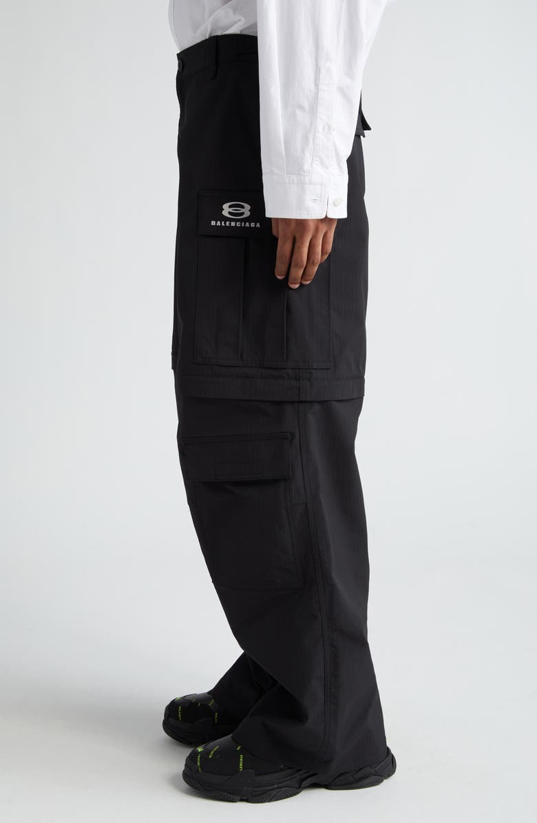 Balenciaga Light Zip-Off Ripstop Cargo Pants, Alternate, color, 